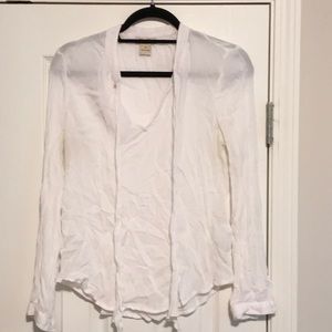 White Lucky Brand top with tie at neck
